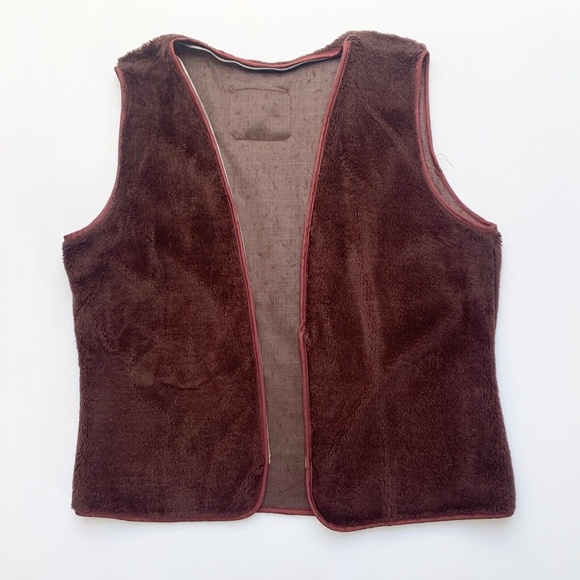 Vintage 90s Red Brown Leather Button Jacket Blazer Tie Waist Removable Lining L - Picture 6 of 16